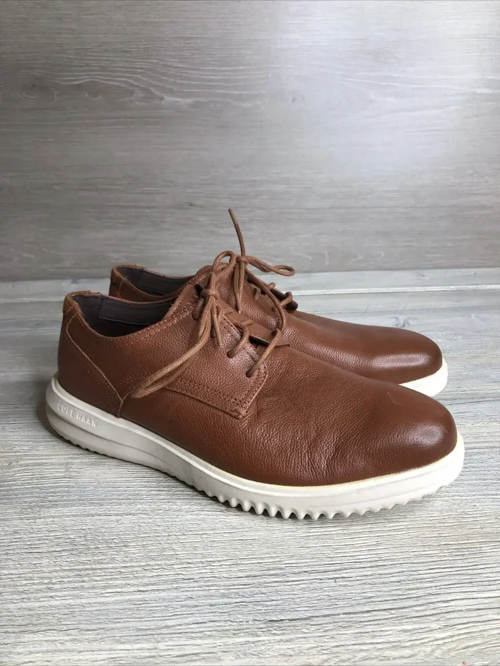 Cole Haan Grand+ Plain Toe Oxford Mens Sz 8.5W British Tan Leather Shoes C36935